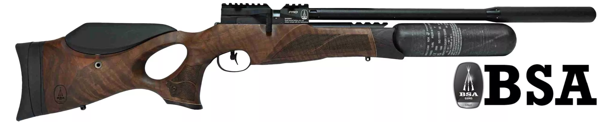 .22 BSA R-12 CLX Pro Walnut Thumb Hole & Adjustable Comb 15.5" PCP Air Rifle